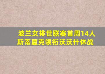 波兰女排世联赛首周14人 斯蒂夏克领衔沃沃什休战